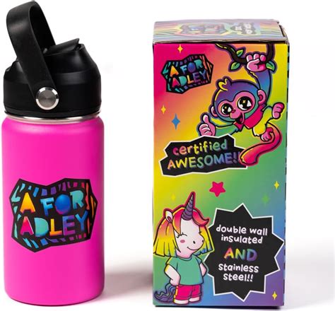 A FOR ADLEY Merch Official Product Adley's Super Cold and Colorful Neon Rainbow Water Bottles ...