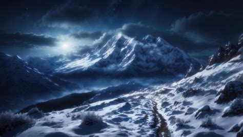 Premium AI Image | Snowy Mountain Night