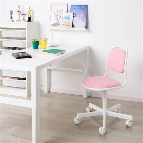 ÖRFJÄLL Children's desk chair, white, Vissle pink - IKEA