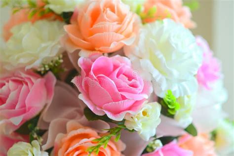 Pastel Rose Artificial Flowers Stock Photo - Image of flowers, bouquet: 132706622