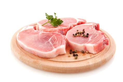 Raw pork chops stock photo. Image of closeup, eating - 23071472