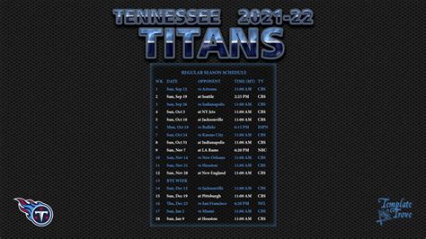 Tennessee Titans Football Schedule 2022 Printable | Printable Schedule