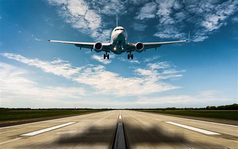 Runway, airport, passenger liner, takeoff of airplane, HD wallpaper ...