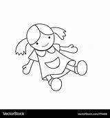 Doll Toy For coloring Royalty Free Vector Image sketch template