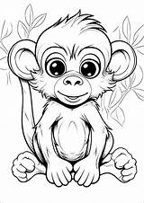 Cute Little monkey  Monkey Coloring Pages For Kids sketch template