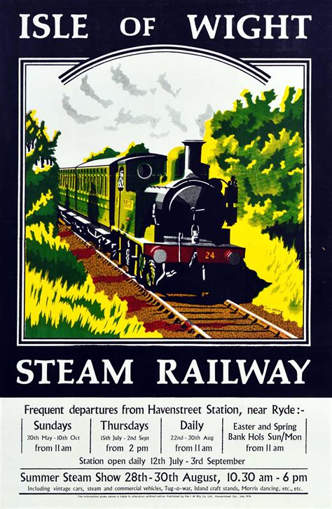 Chris Whiting - Original Vintage Travel Poster Isle Of Wight Steam Railway Train Summer Holidays ...