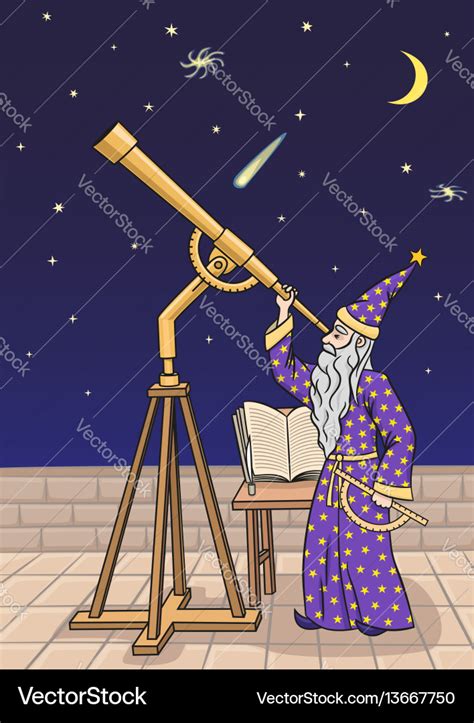 The astronomer at the telescope Royalty Free Vector Image