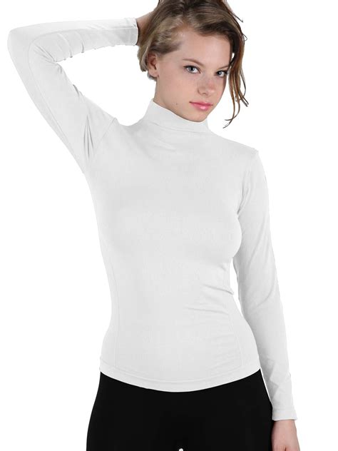 Women Stretch Long Sleeve Mock neck Turtleneck Top Slim Fit Tight Shirt - Walmart.com