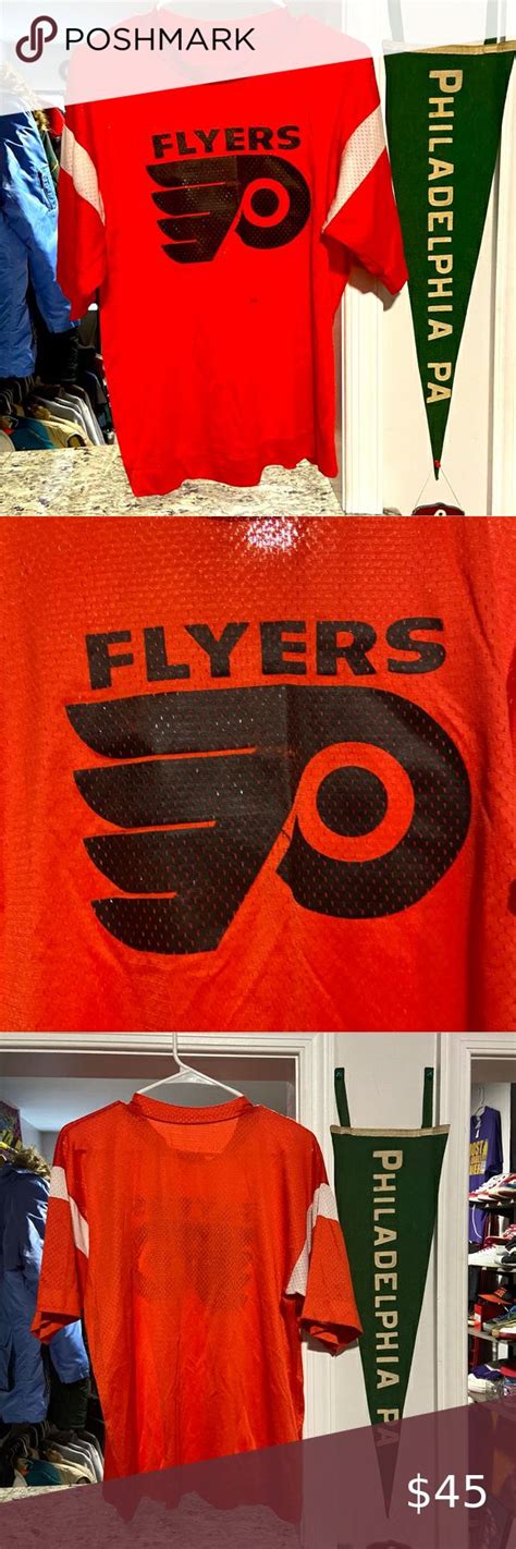 Rare Vintage Mens Medium Orange Philadelphia Flyers Throwback Football ...