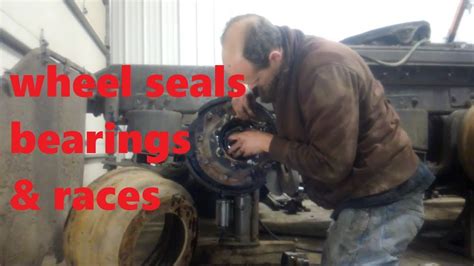 wheel bearings seals and races replacement on a semi truck