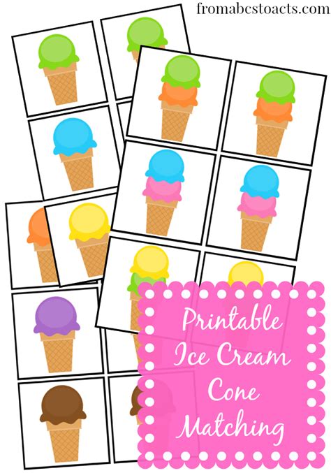 Printable Ice Cream Cone Matching | From ABCs to ACTs