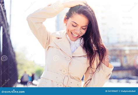 Portrait of a Laughing Woman Outdoors Stock Image - Image of caucasian, person: 54199607