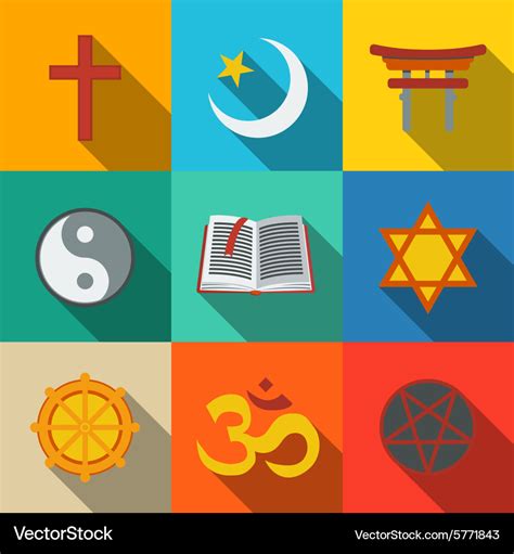 World religion symbols flat set - christian Vector Image