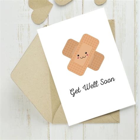 Get Well Soon Card.funny.get Well Card.plaster.get Well - Etsy