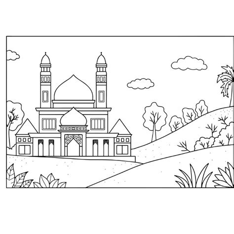 Jual sketsa gambar mewarnai masjid | Shopee Indonesia