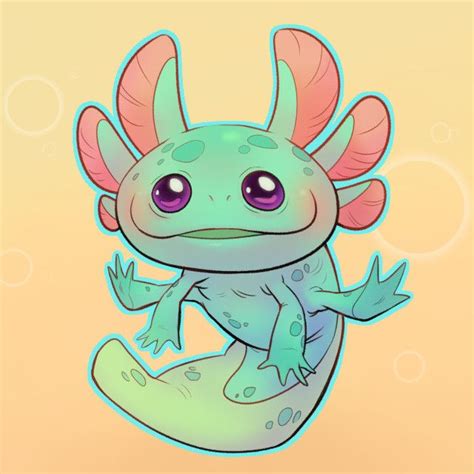 Axolotl, Kelly Hamilton on ArtStation at https://www.artstation.com/artwork/9PmNo Cute Kawaii ...