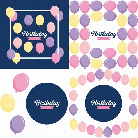 Birthday in a playful hand-drawn font with a background of balloons ...