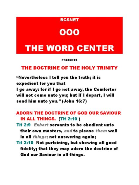 Doctrine of The Trinity | PDF | Trinity | Jesus