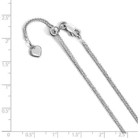 Sterling Silver Adjustable 0.95mm D/C Wheat Chain Anklet, 11 Inch | The Black Bow Jewelry Company