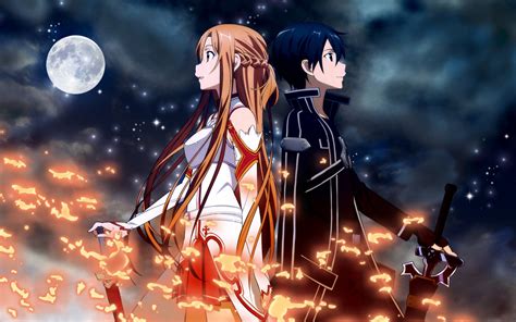 fire, Moon, Anime, Long Hair, Dark Hair, Black Eyes, Orange Hair ...