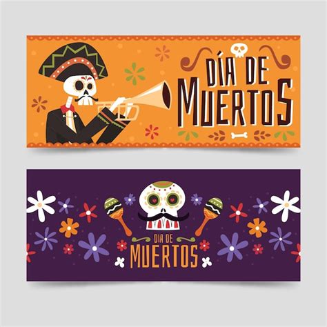 Free Vector | Day of the dead banners design