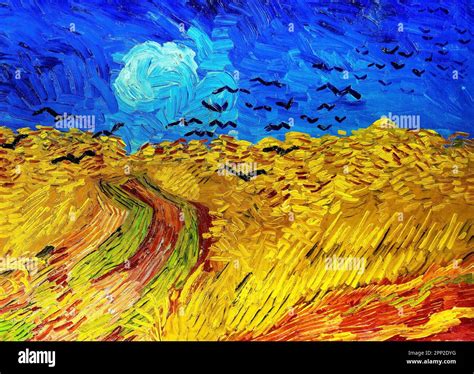 Wheatfield with crows close up, Vincent Van Gogh painting Stock Photo ...