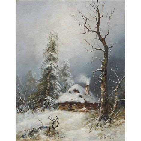 SNOWY LANDSCAPE , 1896 - Yuliy Yulevich Klever Winter Painting, Winter Art, Oil Painting ...