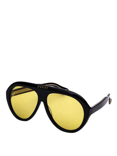 Sunglasses Gucci - Navigator sunglasses with yellow lenses - GG0479S002