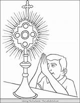 Child Adoring The Holy Eucharist Coloring Page  TheCatholicKidcom sketch template