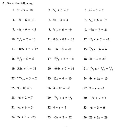 8th grade math worksheets printable pdf worksheets - solving algebraic equations grade 8 ...