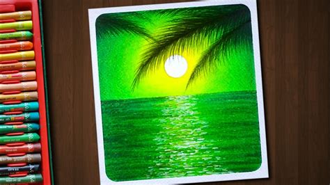 Beautiful Green Seascape / Drawing with Oil Pastels / Step by Step - YouTube