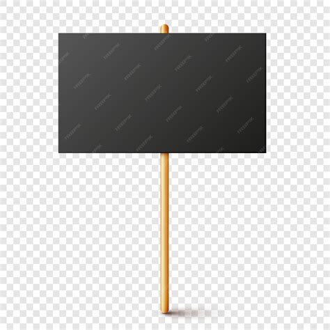 Premium Vector | Blank black protest sign with wooden holder realistic ...