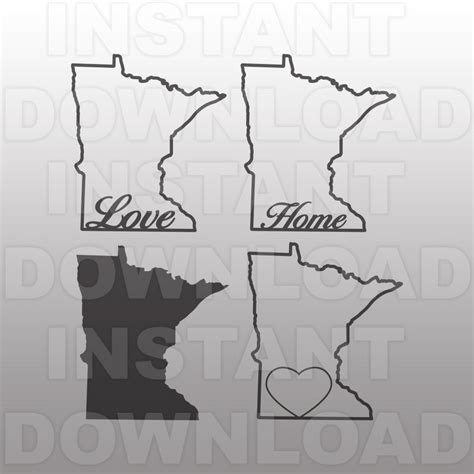 Minnesota State Outline SVG File Vector Art Commercial & - Etsy