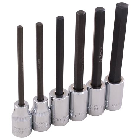 3/8" Dr. 6 Piece Metric Extra Long Hex Head Socket Set | Gray Tools ...