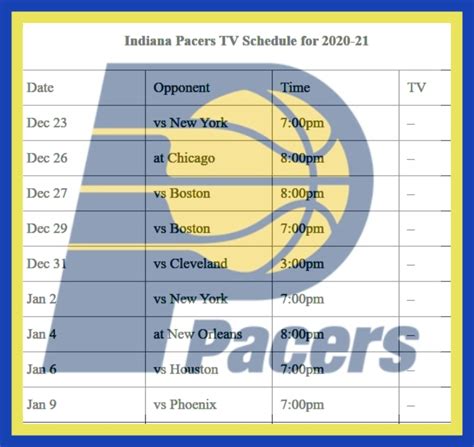 Free 2020-21 Indiana Pacers schedule and printable TV schedule - Interbasket