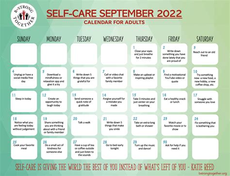 Self-Care September Calendars