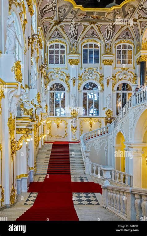 The Main Staircase The Winter Palace St. Petersburg Russia Stock Photo ...