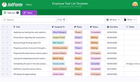 Employee List Template