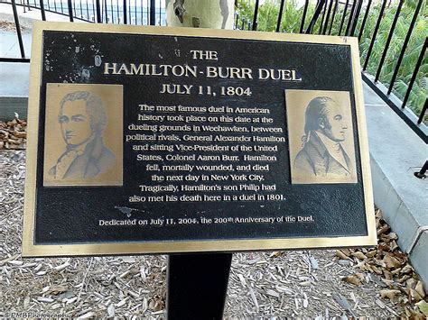 Plaque, detailing the Hamilton-Burr duel.