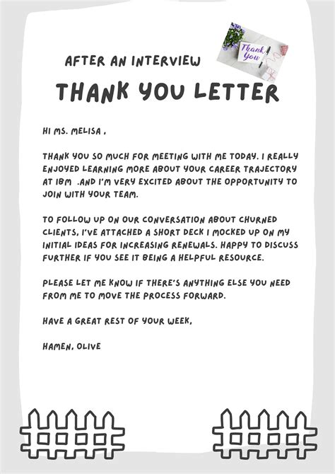 Post-interview Thank You Email Letter Template/follow up Letter ...