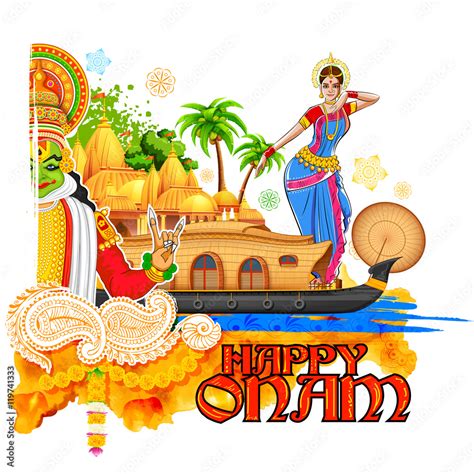 Onam background showing culture of Kerala Stock Vector | Adobe Stock