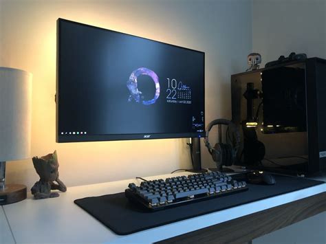 Added just a touch of lighting | Computer desk setup, Gaming room setup ...