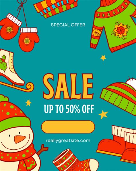 Canva Template. Illustrated Clothes for Outdoor Activities Winter Sale Animated Instagram Post ...