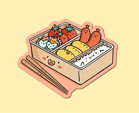 Small Bento Box Sticker Cute Food Sticker Kawaii Food Anime Food ...