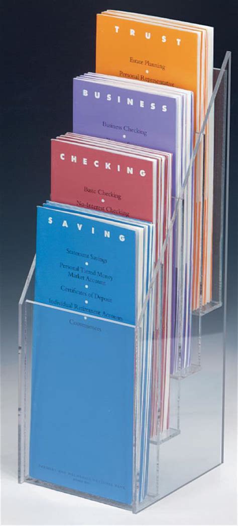 4 Pocket Brochure Racks | Tiered Acrylic Literature Holders