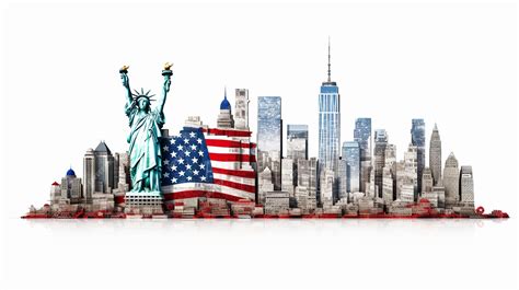 Premium AI Image | illustration of American flag and usa landmarks 3d isolated on white