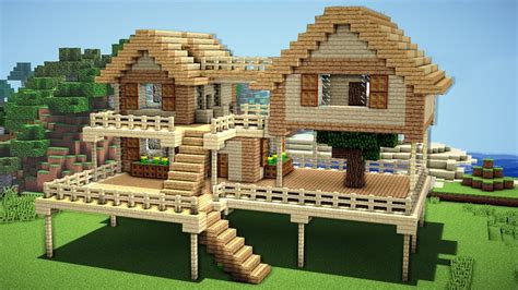 ⚡Minecraft:สอนสร้างบ้านไม้สำหรับเอาชีวิตรอด สวยๆง่ายๆ!! |Survival Starter House Tutorial⚡ ...