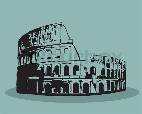 Colosseum in Rome Black Silhouette Vector Illustration. | Stock vector ...