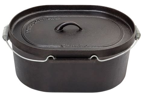 10 Quart Oval Cast Iron Camp Oven | Pre Seasoned Thicker Walls | Charmate