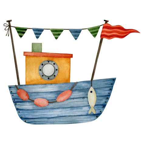 Premium Photo | Cute watercolor boat illustration isolated on white background